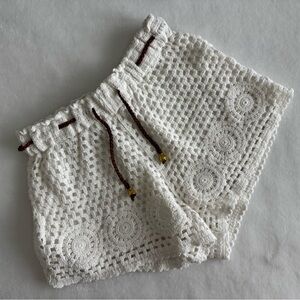 White Crochet Women Shorts
